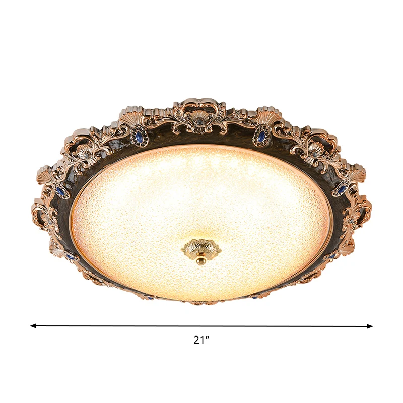 Abat-jour en forme de dôme pour chambre à coucher, luminaire de ferme en verre à grains 15"/16,5"/21" W LED, plafond marro...
