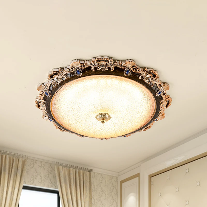 Abat-jour en forme de dôme pour chambre à coucher, luminaire de ferme en verre à grains 15"/16,5"/21" W LED, plafond marro...