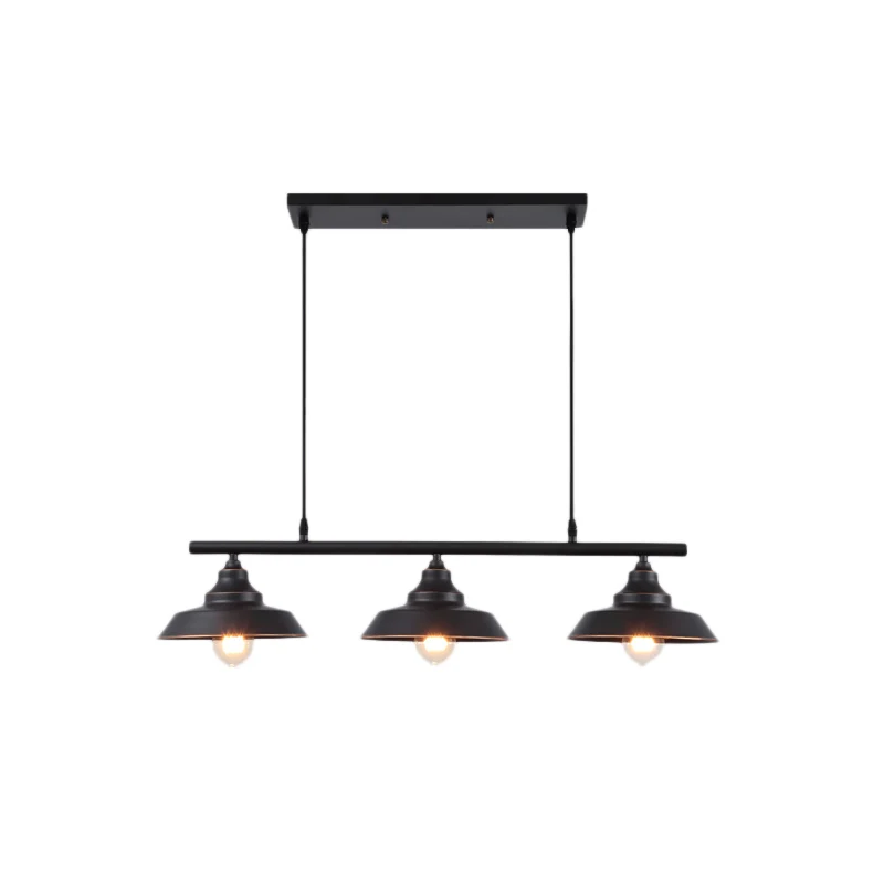 Abat-jour de grange pour salle à manger, lustre industriel en métal, 3 ampoules, luminaire suspendu noir Clearhalo