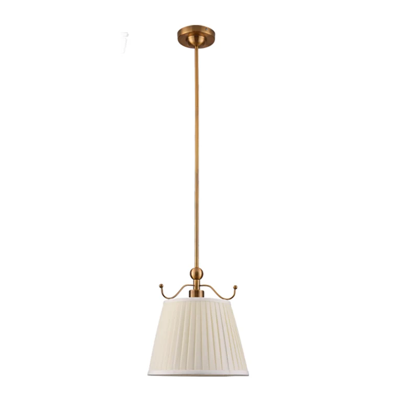 Abat-jour plissé chambre suspension tissu de campagne 1 ampoule finition blanche éclairage vers le bas Clearhalo