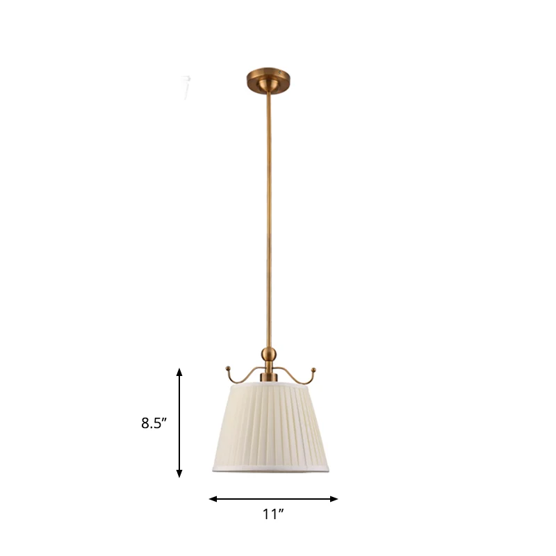 Abat-jour plissé chambre suspension tissu de campagne 1 ampoule finition blanche éclairage vers le bas Clearhalo