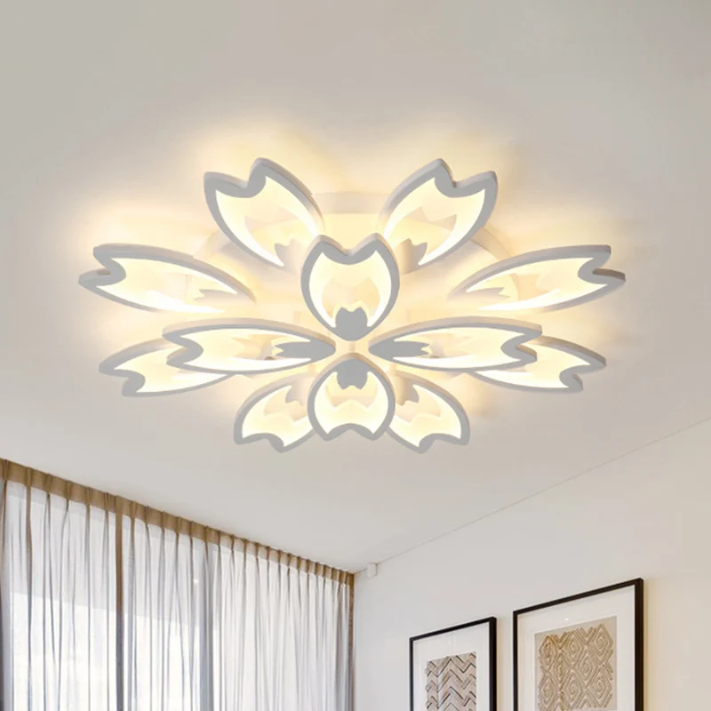 Acrylique Buds LED plafonnier contemporain 3/5/9 têtes salon plafonnier plafonnier en lumière chaude/blanche/naturelle Cle...