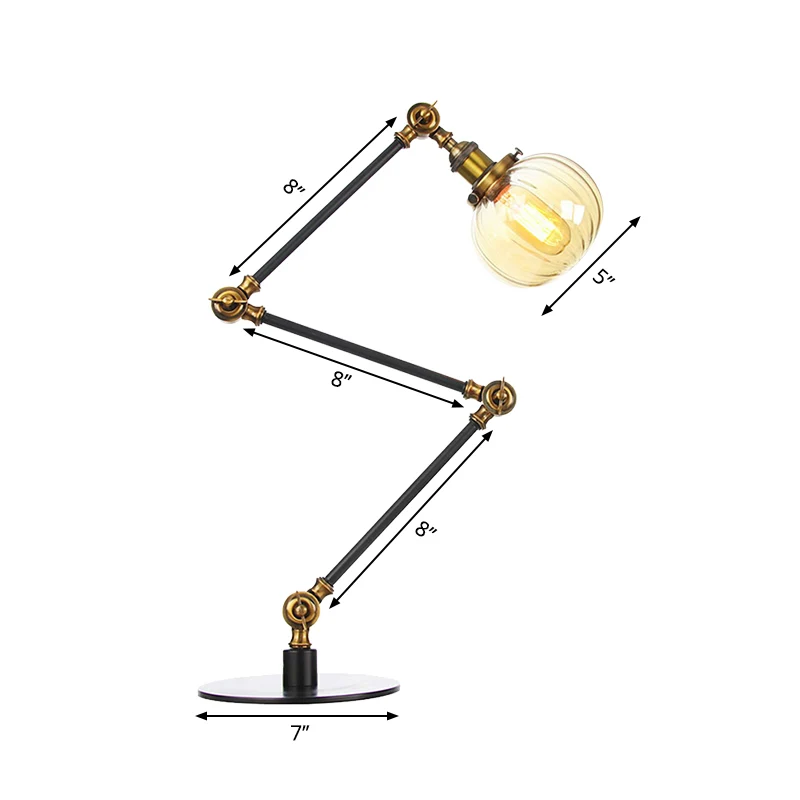 Ambre/verre transparent Global Table Lighting Lampe de table vintage élégante à 1 lumière finition noir/bronze pour chambr...
