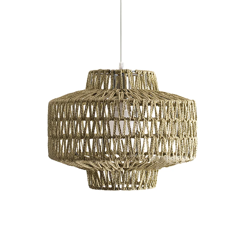 1 ampoule ovale/lanterne pendentif éclairage Tradition rotin bois lampe suspendue Kit pour Restaurant Clearhalo