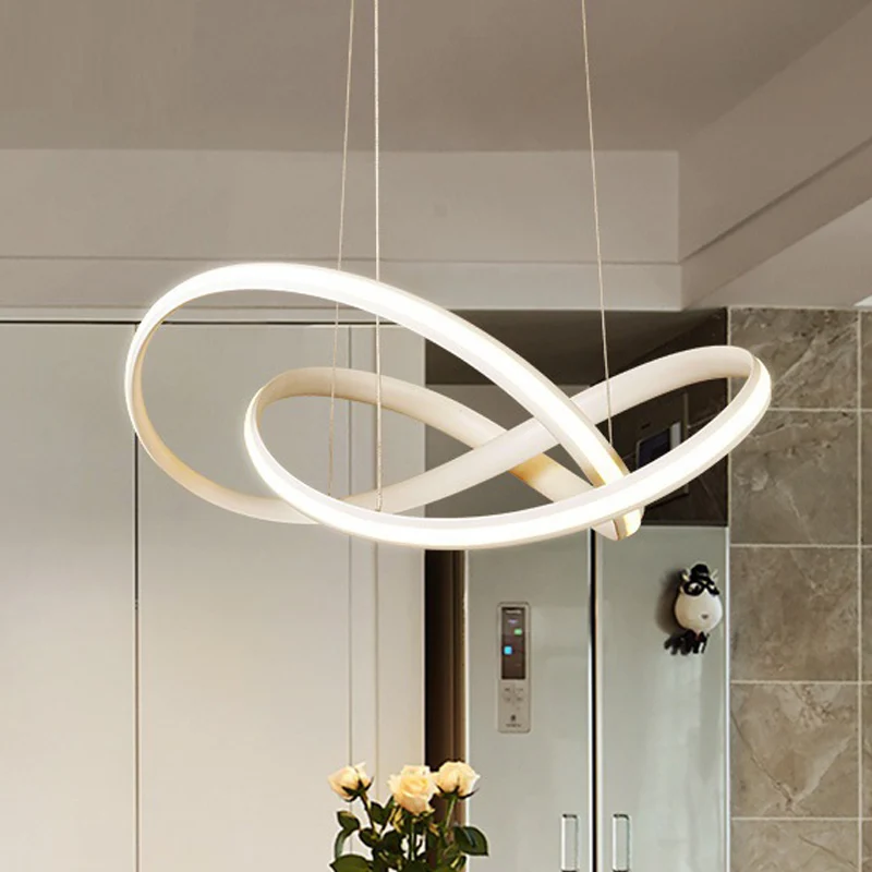 Anneau de croisement en métal éclairage minimalisme café/blanc LED lustre de plafond en lumière chaude/blanche Clearhalo