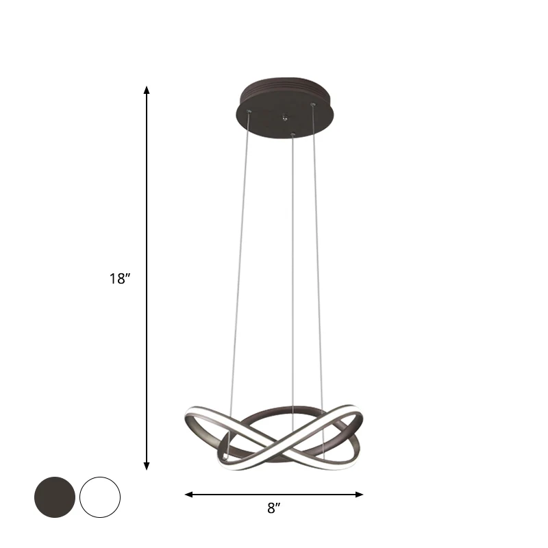 Anneau de croisement en métal éclairage minimalisme café/blanc LED lustre de plafond en lumière chaude/blanche Clearhalo