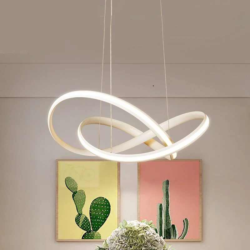 Anneau de croisement en métal éclairage minimalisme café/blanc LED lustre de plafond en lumière chaude/blanche Clearhalo