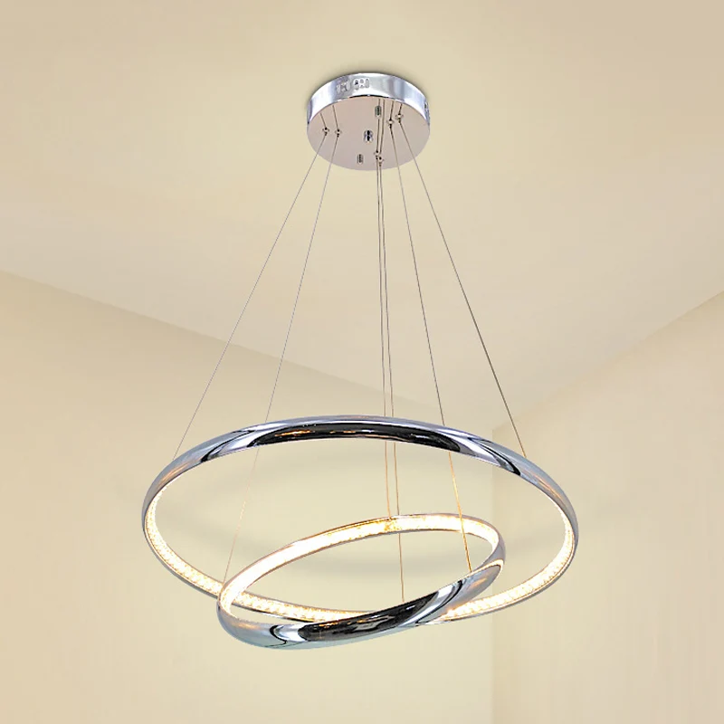 Anneau lustre pendentif contemporain acrylique LED argent plafonnier en lumière chaude/blanche Clearhalo