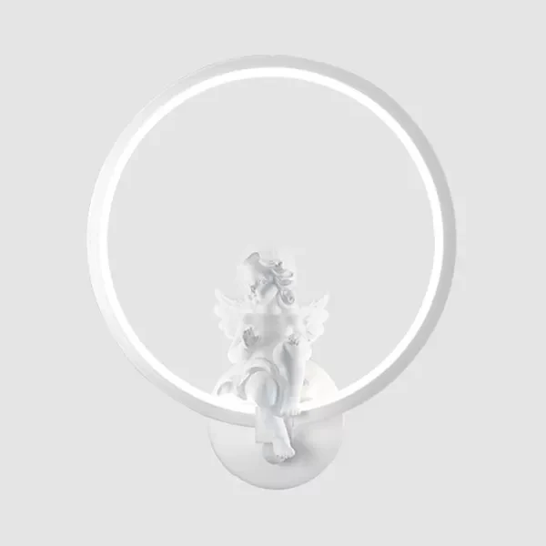 Applique annulaire artistique avec petit ange, applique murale en résine métallique pour chambre à coucher, miroir, salle...