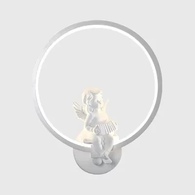 Applique annulaire artistique avec petit ange, applique murale en résine métallique pour chambre à coucher, miroir, salle...