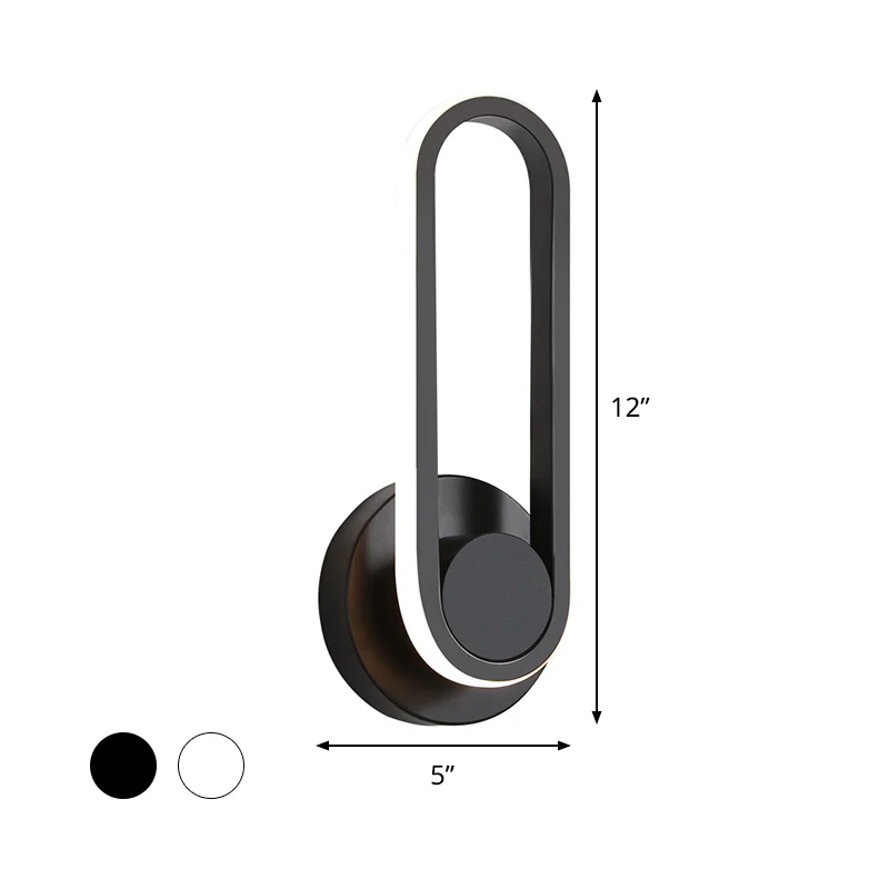 Applique de chevet LED, Kit d'applique murale Simple noir/blanc avec cadre ovale en aluminium, lumière chaude/blanche Clea...