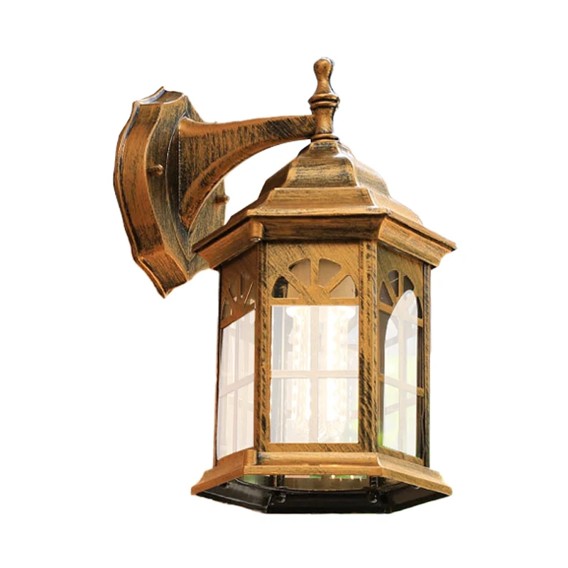 Applique de château à 1 tête, éclairage de campagne, lampe murale en aluminium blanc/noir/laiton avec abat-jour en verre t...