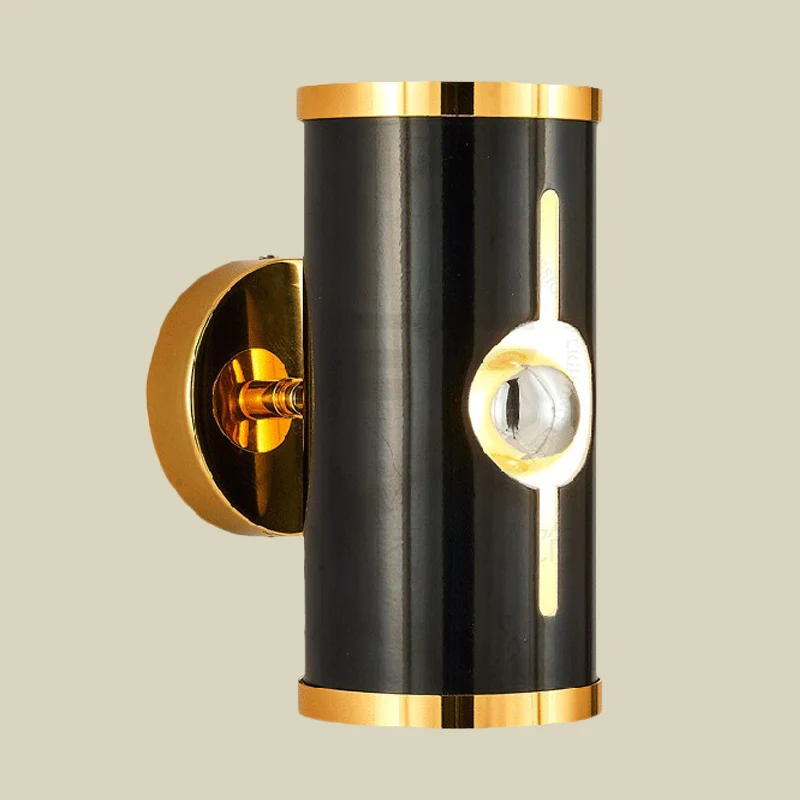 Applique cylindrique finition noire, éclairage moderniste, lampe murale haut et bas en métal à 1 tête Clearhalo