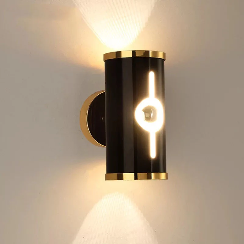 Applique cylindrique finition noire, éclairage moderniste, lampe murale haut et bas en métal à 1 tête Clearhalo
