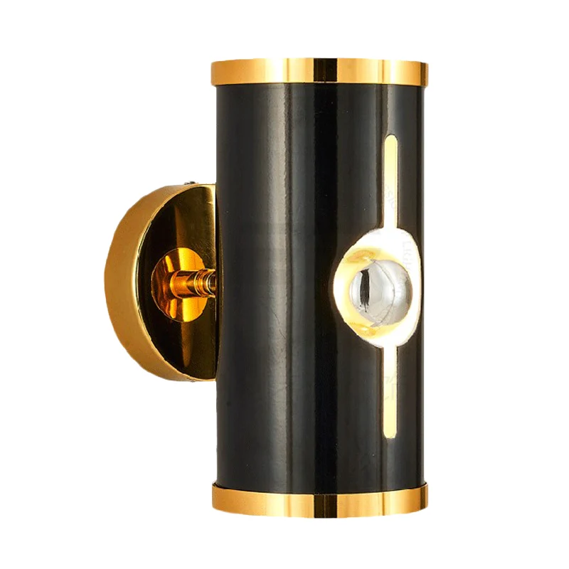 Applique cylindrique finition noire, éclairage moderniste, lampe murale haut et bas en métal à 1 tête Clearhalo