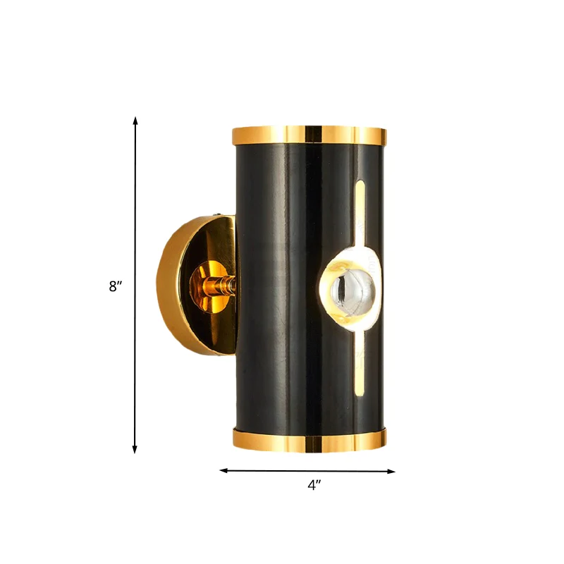 Applique cylindrique finition noire, éclairage moderniste, lampe murale haut et bas en métal à 1 tête Clearhalo