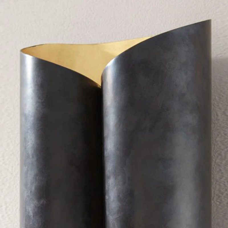 Applique à défilement à 2 lumières, luminaire mural simple en fer noir et doré Clearhalo