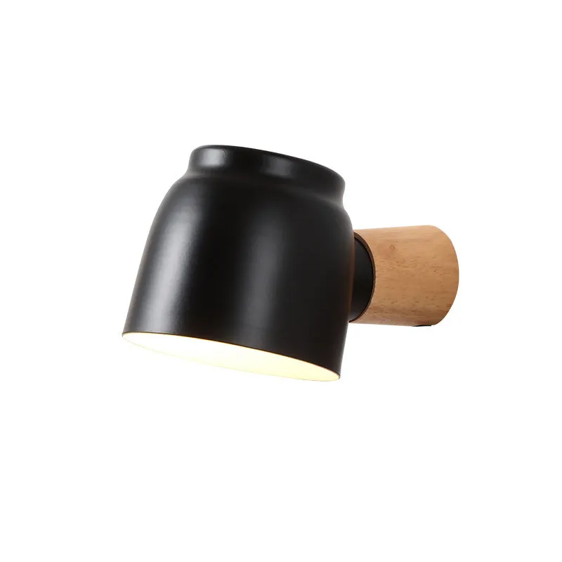 Applique dôme asiatique en bois, luminaire mural à 1 tête pour chambre à coucher, noir Clearhalo