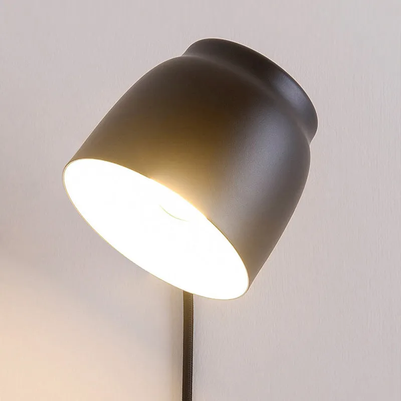 Applique dôme asiatique en bois, luminaire mural à 1 tête pour chambre à coucher, noir Clearhalo
