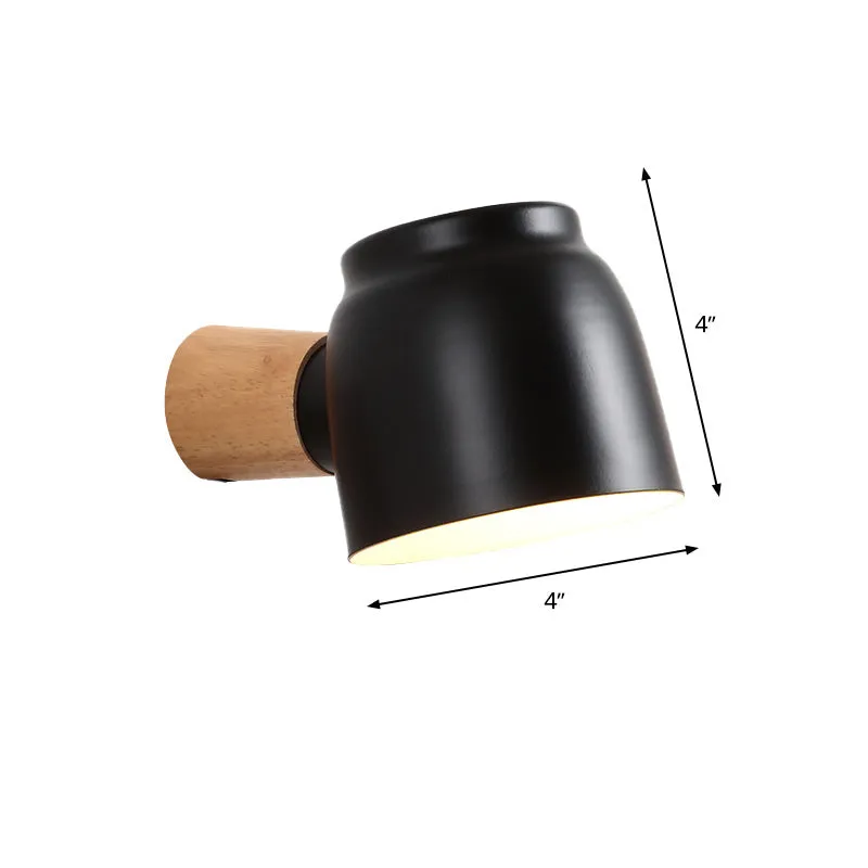 Applique dôme asiatique en bois, luminaire mural à 1 tête pour chambre à coucher, noir Clearhalo