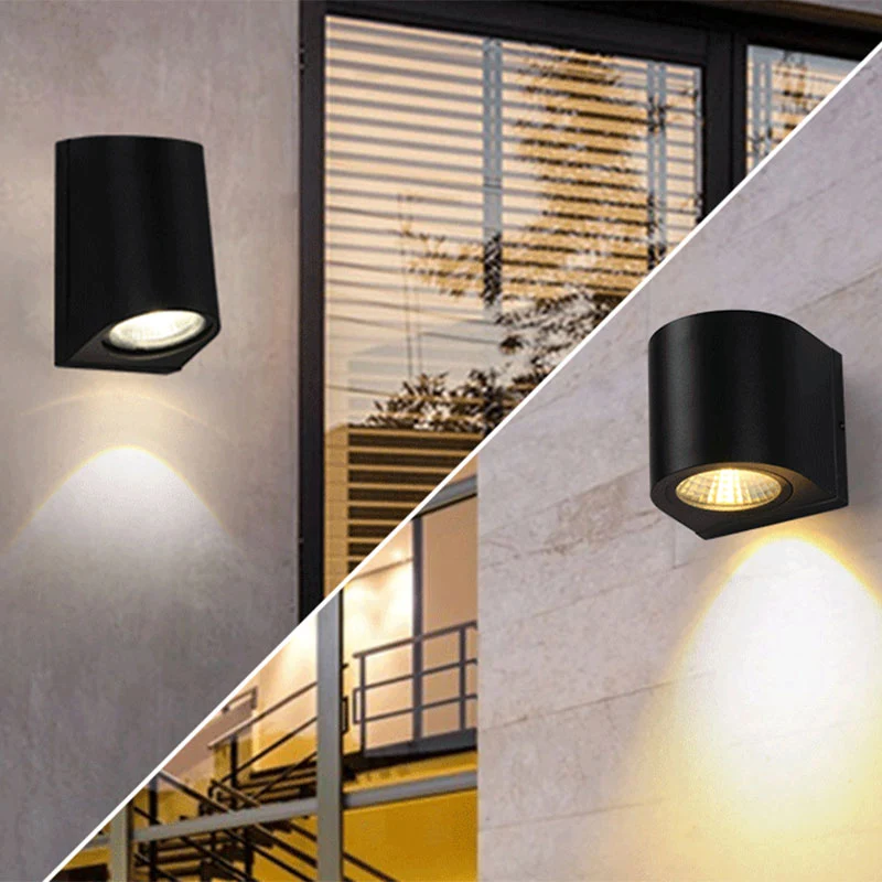 Applique en forme de tuyau en métal allumant l'appareil d'éclairage mural LED noir moderne pour la cour Clearhalo