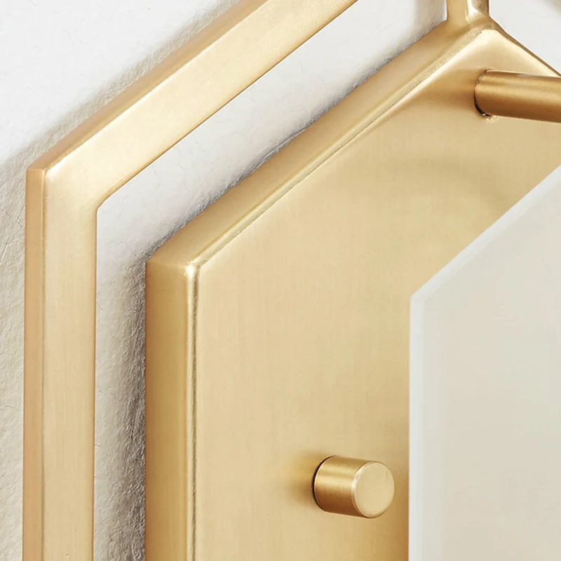 Applique hexagonale en métal traditionnel, 1 tête, luminaire mural doré pour couloir Clearhalo