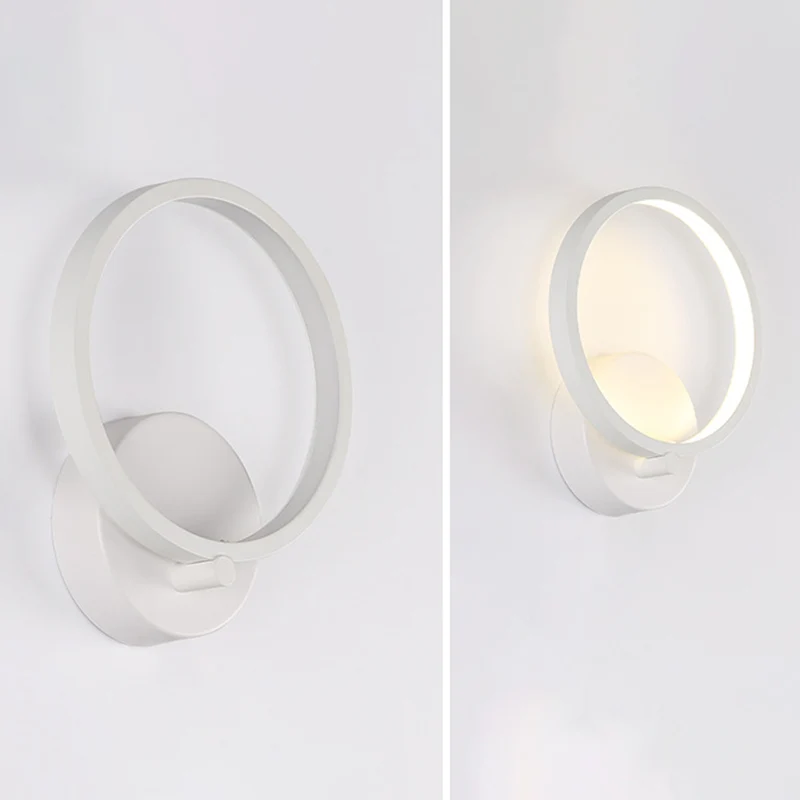 Applique LED contemporaine, luminaire créatif en forme de cercle en métal, applique murale pour chambre à coucher Clearhalo