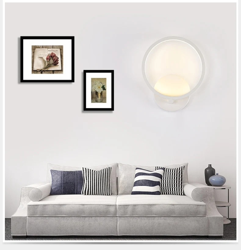 Applique LED contemporaine, luminaire créatif en forme de cercle en métal, applique murale pour chambre à coucher Clearhalo