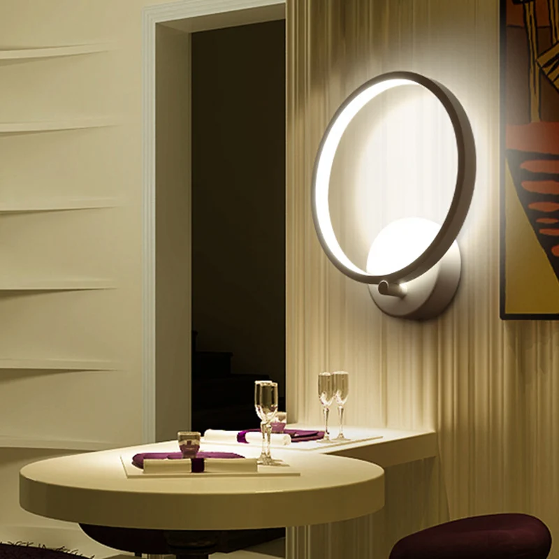 Applique LED contemporaine, luminaire créatif en forme de cercle en métal, applique murale pour chambre à coucher Clearhalo