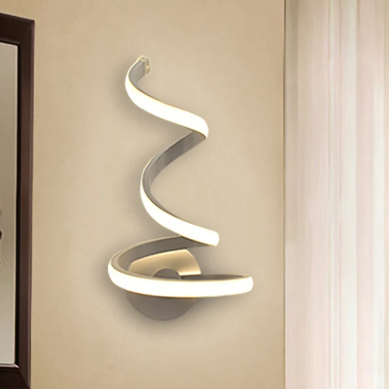 Applique LED pour salle à manger, lampe murale moderne blanche avec abat-jour en acrylique en spirale Clearhalo
