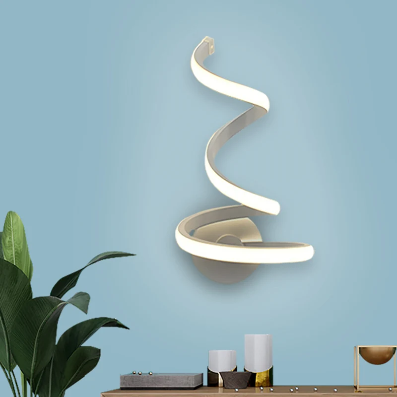 Applique LED pour salle à manger, lampe murale moderne blanche avec abat-jour en acrylique en spirale Clearhalo