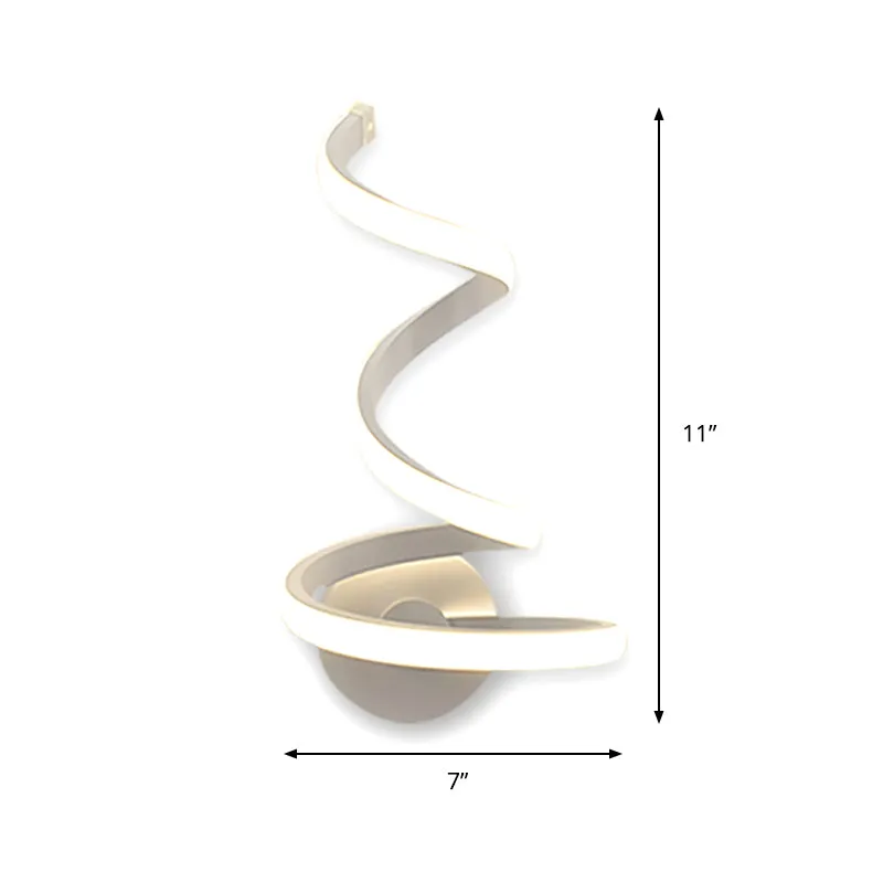 Applique LED pour salle à manger, lampe murale moderne blanche avec abat-jour en acrylique en spirale Clearhalo