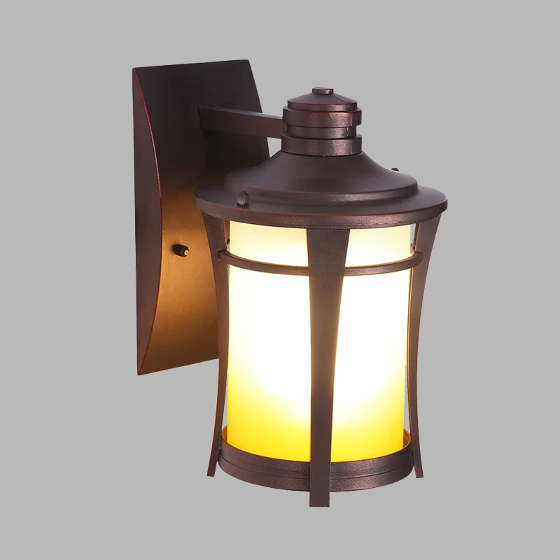 Applique à 1 lumière, pot de ferme, éclairage mural en verre blanc/blanc et jaune en cuivre pour cour Clearhalo
