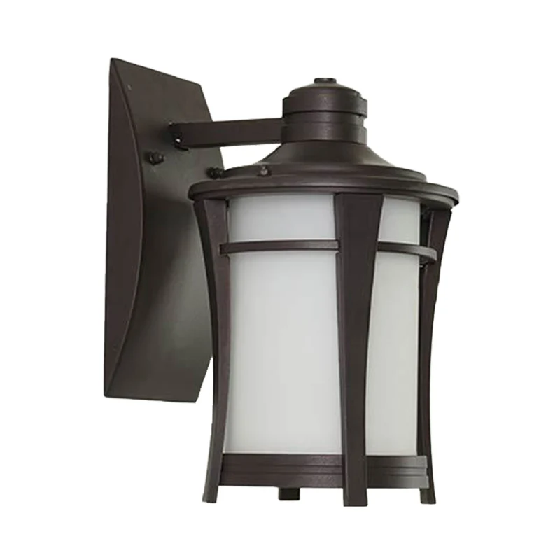 Applique à 1 lumière, pot de ferme, éclairage mural en verre blanc/blanc et jaune en cuivre pour cour Clearhalo