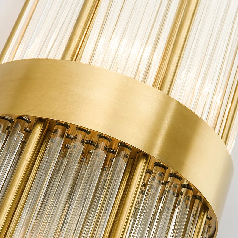 Applique moderne en couches à 2 lumières, lampe murale en cristal dorée pour le salon Clearhalo