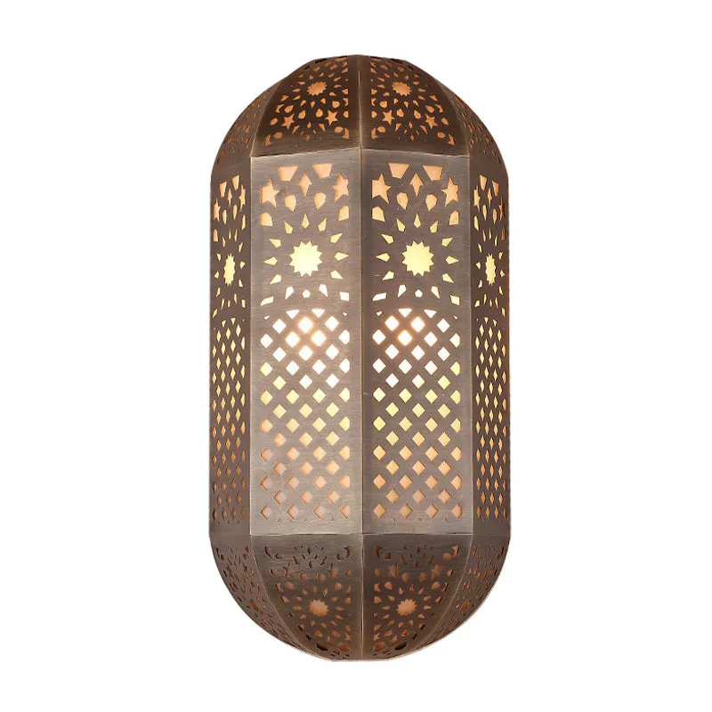 Applique métallique demi-capsule, éclairage antique à 2 têtes, lampe murale affleurante pour couloir en laiton Clearhalo