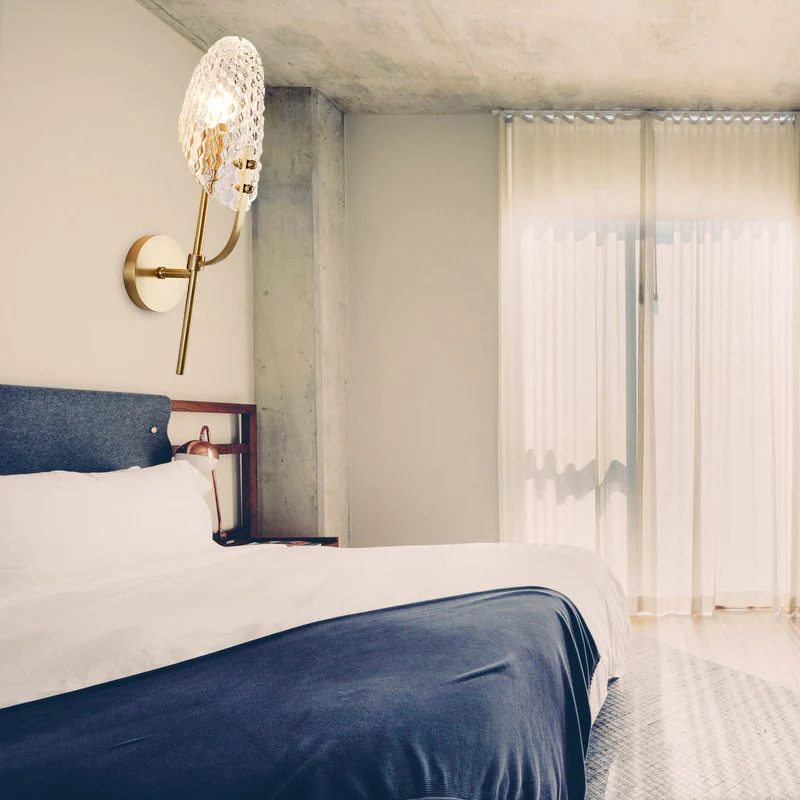 Applique murale à abat-jour biseauté, cristal moderne, 1 lumière en laiton, applique murale pour couloir Clearhalo