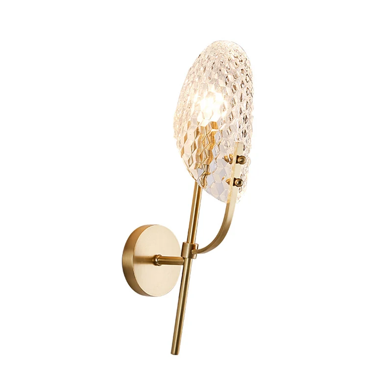 Applique murale à abat-jour biseauté, cristal moderne, 1 lumière en laiton, applique murale pour couloir Clearhalo