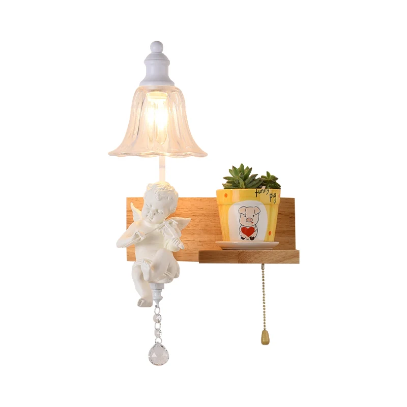 Applique murale à abat-jour en forme de cloche, Style Loft, verre transparent, 1 tête de chevet, applique murale avec Desi...