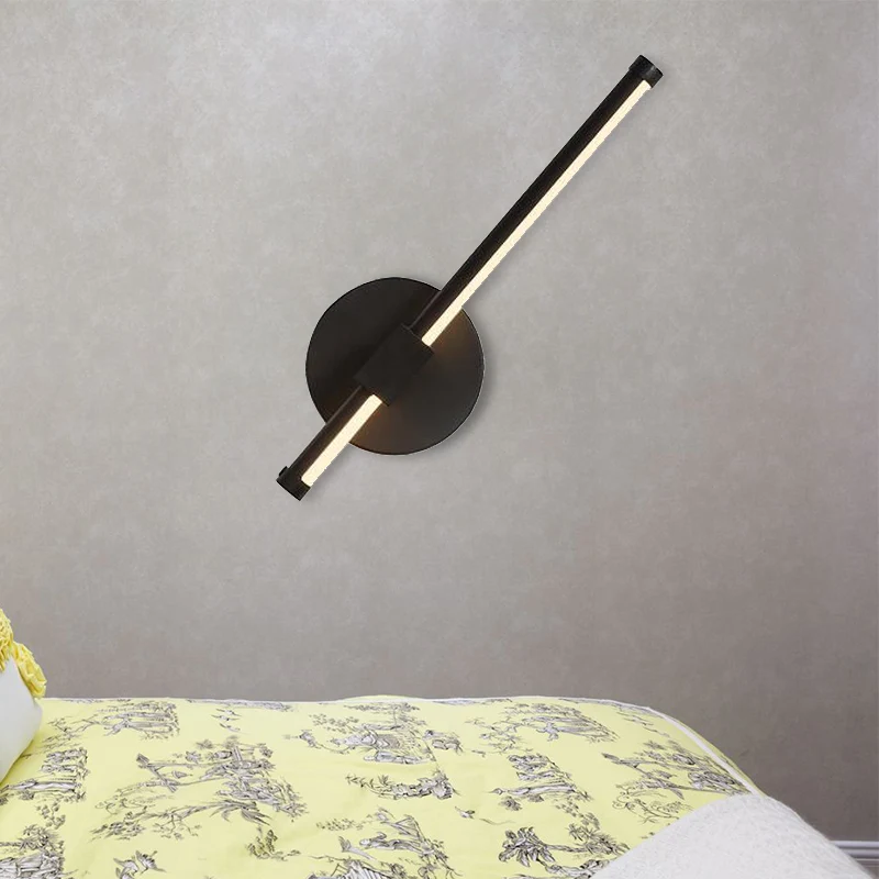Applique murale en acrylique, barre LED Simple, noir/blanc, lampe murale avec Design rotatif en lumière chaude/blanche Cle...