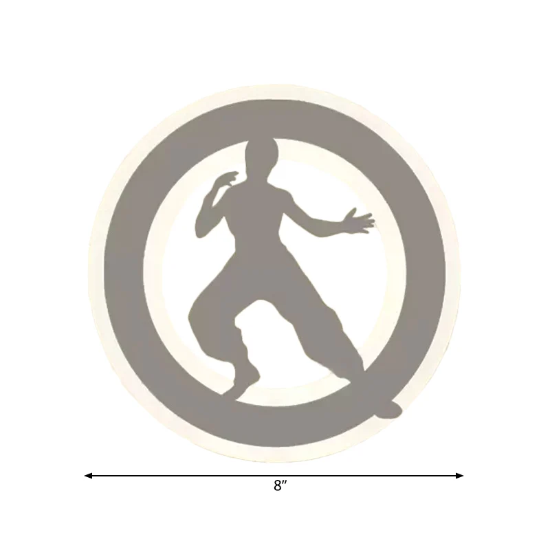 Applique murale en acrylique style sport Kung Fu pour chambre d'enfant, finition blanche Clearhalo