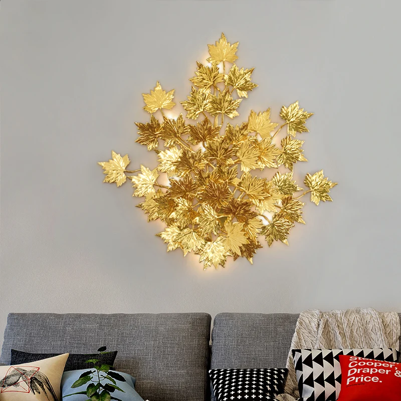 Applique murale en aluminium doré, 2/10 lumières, feuille d'érable, Style traditionnel, luminaire décoratif d'intérieur, i...