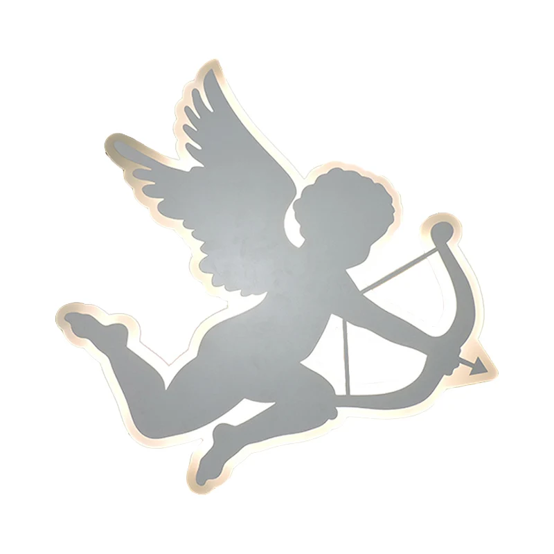Applique murale ange cupidon pour salle de soins infirmiers, en acrylique, pour enfants, 2 tailles, LED, blanc Clearhalo
