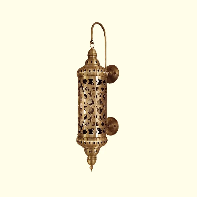 Applique murale arabe creuse à 1 tête en laiton avec design cylindrique Clearhalo