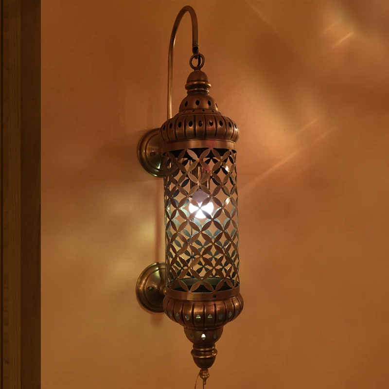 Applique murale arabe creuse à 1 tête en laiton avec design cylindrique Clearhalo
