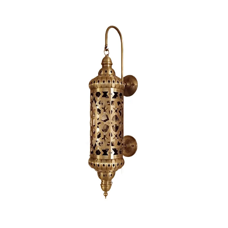 Applique murale arabe creuse à 1 tête en laiton avec design cylindrique Clearhalo