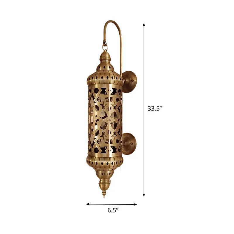 Applique murale arabe creuse à 1 tête en laiton avec design cylindrique Clearhalo