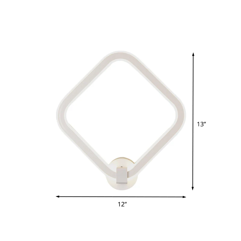 Applique murale à cadre en losange en acrylique, LED moderne, luminaire mural blanc pour chevet Clearhalo