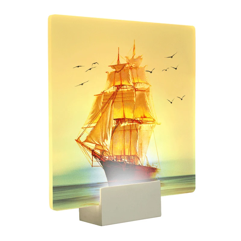 Applique murale carrée blanche de Style Oriental LED en acrylique pour bateau à voile et mer Clearhalo