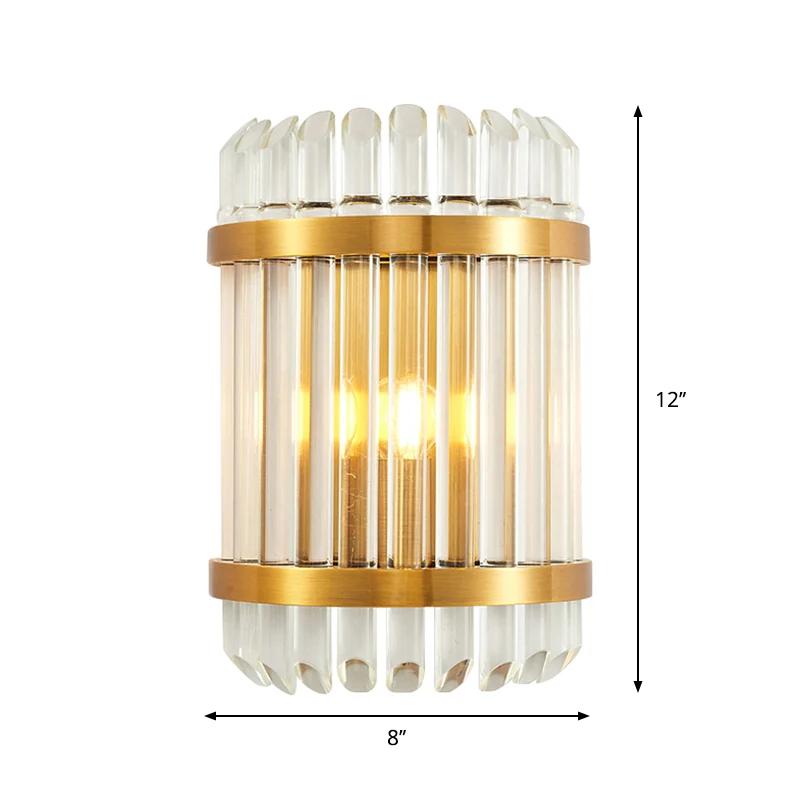 Applique murale de chevet à 1/2 lumières, style moderne doré, avec abat-jour cylindrique en cristal transparent, 12"/21,5"...